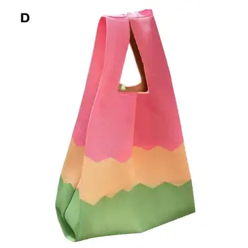 Голям дамски чанта за съхранение, отлична товароносимост чанта, Цветна дъга вязаная чанта, стилна и Просторна здрава чанта за студенти