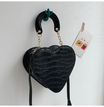 Дамска чанта-тоут с каменен модел във формата на сърце, чанти-незабавни посланици от изкуствена кожа през рамо, Женски Малки чанти през рамо, Красиви чанти-портфейли