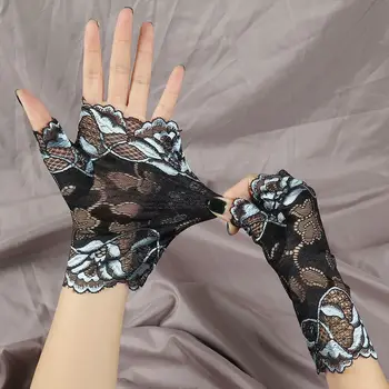 Дамски Секси дантелени Ръкавици с дълги пръсти, модни дамски матросские танцови мрежести ръкавици с полупальцами, Мрежести ръкавици за ръце