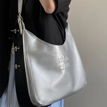 Дамски чанти през рамо с надпис Голям капацитет, однотонная женствена чанта за пътуване до работа, чанта-месинджър от изкуствена кожа, Дамски чанти-месинджър
