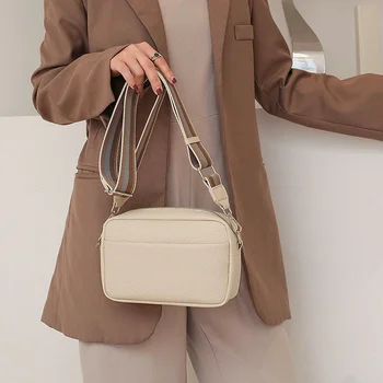 Дамски чанти през рамо с широка каишка, обикновен класически дамски чанти, Луксозни Квадратни дамски чанти през рамо, чанти-слинги за жени