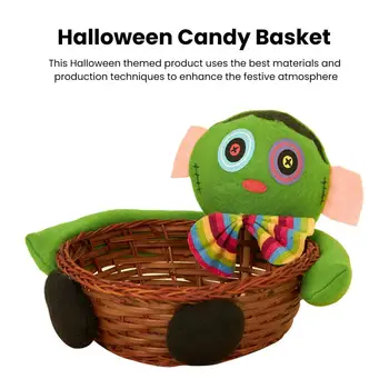 Декоративна кошница за шоколадови бонбони на Хелоуин, Ратанови кошница Ръчно изработени Ратанови кошница за шоколадови бонбони на Хелоуин, реалистична лека форма, за парти
