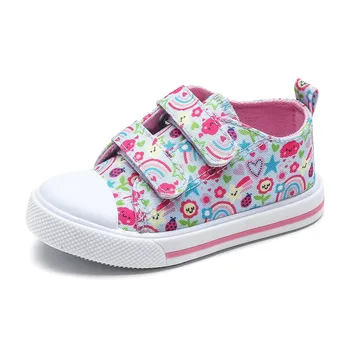 Детска парусиновая обувки, Нова парусиновая обувки с цветен модел за момичета, модни и ежедневни обувки за момчета