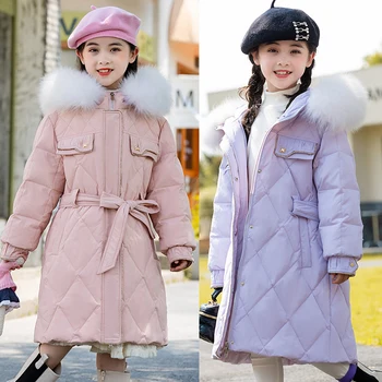 Детско зимно яке, Топло, модерно яке за момичета, Изолирана детски паркове, палто с качулка, Връхни дрехи за момичета 4-12 години