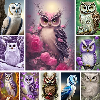 Домашни любимци Owl за Оцветяване по номера Опаковка за рисуване с акрилни бои 40 * 50 Картина Върху платно Декорация на дома За деца Ръчна изработка