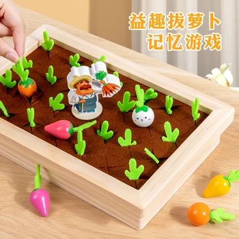Дървените образователни играчки с паметта за деца на 3 години, тянущих Репички, игра на 