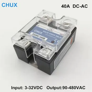 Еднофазно твердотельное реле SSR CHUX 40a 90-480VAC 3-32VDC SSR-реле за постоянен ток в променлив