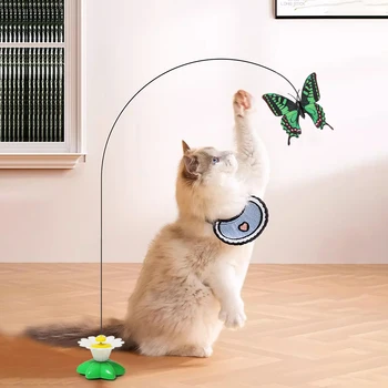 Електрическа Въртящата се играчка-пеперуда за котки с цветен основа, устойчива на плъзгане Автоматична птица, Интерактивни играчки за коте, Ролкови пътеки, Дразнящая пръчка