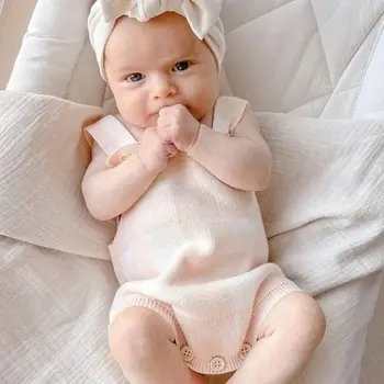 Есента Брендовый дизайн 2023 година, Сладки плетени боди за малки момичета и момчета, Памучни гащеризони за бебета, Пуловери