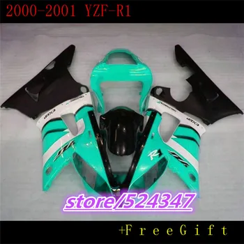 Здравейте-пълен комплект обтекателей подходящ за YZF R1 2000 2001 бял зелен черен YZF-R1 00 01 Комплект обтекателей Аксесоари за мотоциклети и резервни части
