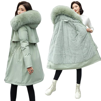 Зимна кожа подплата, топло дамско яке, ново 2023, модно палто дамско зимно палто, дамски парк с колан, топло зимно яке с качулка, женски