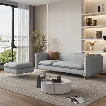 Изчистен модерен редица мека мебел за трима души, лесен луксозен диван за малък апартамент в хола