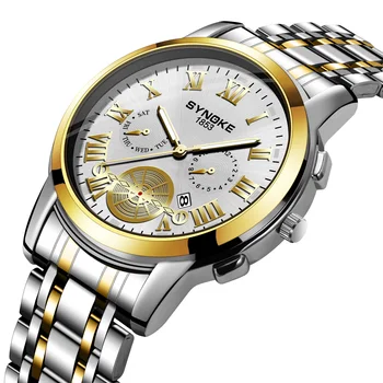 Кварцов мъжки часовник SYNOKE, неръждаема стомана, Класически аналогов циферблат
