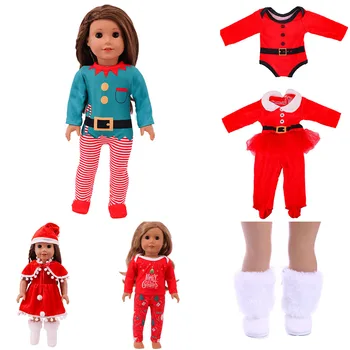 Коледна рокля за кукли 43 см, дрехи за кукли, обувки, подходяща за 18-инчови американски кукли, Русия, подарък играчка 