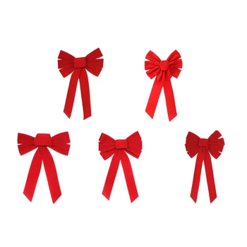 Коледни панделки с червени панделки, висящи празнични коледни панделки за украса на коледни венци или дърво коледна върховете отвътре и отвън на помещенията.