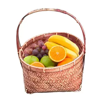 Количка ръчно изработени, Многофункционална кошница за съхранение на плодове и зеленчуци в селски стил, Кошница за съхранение с дръжка, Органайзер за дребни неща