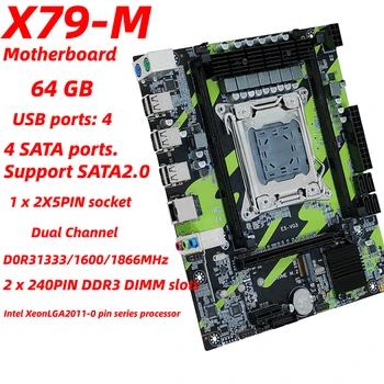 Комплект дънната платка X79 DDR3 LGA2011 64 GB оперативна памет X79 дънна платка Настолна USB 2.0 дънна Платка за PC M. 2 SATA2.0 Поддръжка, RJ-45 за E5 2689 2690