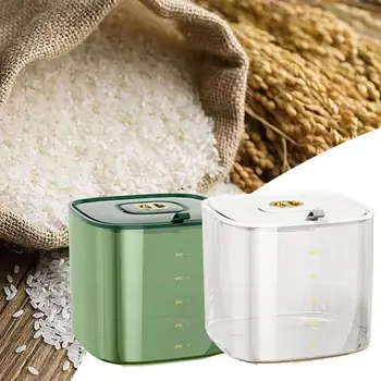 Контейнер за ориз Диспенсер за ориз за многократна употреба влагоустойчива опаковка, за да се люспи и резервоар за съхранение на сухи продукти за плотове, килер и кухня