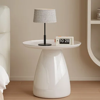 Корейски минималистичен малка странична масичка Бял Цвят, Луксозен Многофункционален малка странична масичка в стил Kawai, Уникална мебели за спалня