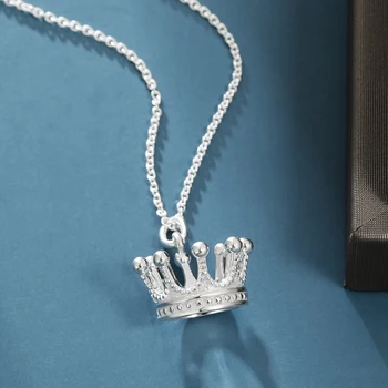 Короната на Огърлица за Жени от Сребро S925 Висулка Колие S Елегантен Чар Дизайн на Бижута Подарък за Рожден Ден за Приятелка