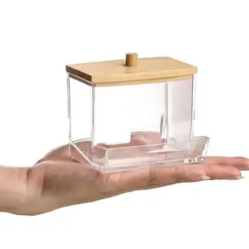 Кутия за съхранение с видими дизайн Универсални Прозрачни Кутии за съхранение на Памучни тампони, клечки за зъби, Пылезащитных Дозаторов с видими