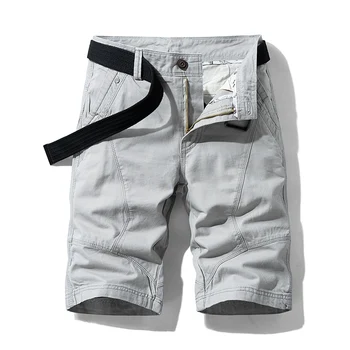 Летни Нови Мъжки памучни директни ежедневни панталони-карго, Корейската мода, светло сиви къси панталони, мъжки марка дрехи