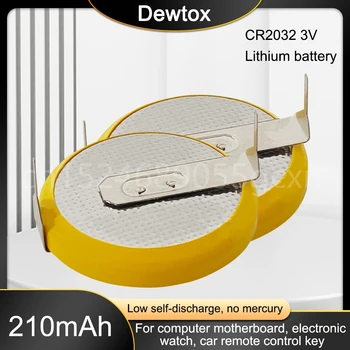Литиева батерия Dewtox CR2032 3V В линейно хоризонтално припое за електронен брояч, дънна платка на компютър