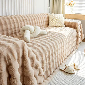 Луксозен калъф за дивана в Скандинавски стил за дневната, Домашно куче, Детски подложка за дивана, нескользящий плюшено калъфче за дивана със заек, Защитно покритие, кърпа за дивана