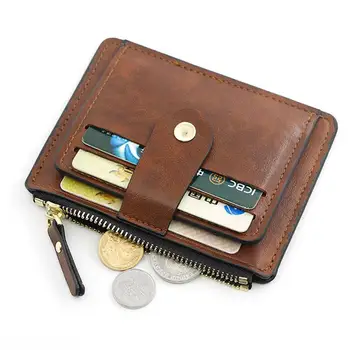 Луксозен мъжки портфейл, Женски изключително тънък кожен държач за кредитни карти, джоб за монети, дизайнерски портфейл за мъже и жени