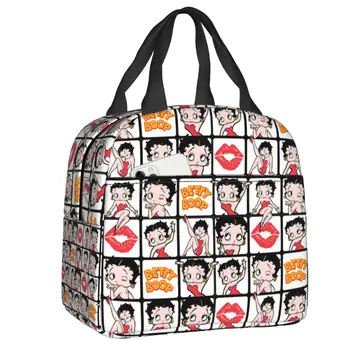 Луксозна чанта за обяд с коллажем от Картун Boop Bettys, Фланец термосумка-хладилник, кутия за обяд, За жени, за деца, ученици
