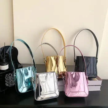 Лято 2023, Новата модерна женствена чанта от лачена кожа под мишниците, ярка Женствена чанта през рамо, Дамски ежедневни чанта за пазаруване Bolsa