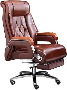Масажен стол Kinnls Adam с 7-точечными виброузлами Ергономичен офис стол с плъзгаща се стойка за краката е от естествена кожа