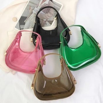Модерен Прозрачен Желейная Чанта за подмишниците джоб, Дамска Мини чанта през рамо, Универсална Чанта, Луксозна Дизайнерска чанта Sactchel