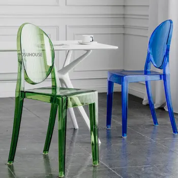 Модерните Прозрачни Трапезни Столове За Кухненски Мебели Акрилна Кристална Маса За Хранене, Стол Творчески Домакински Пластмасов Стол За Хранене