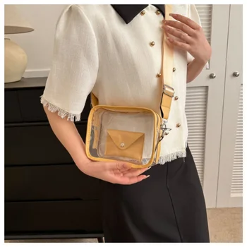 Модни Прозрачни дамски чанти през рамо от PVC, ежедневни дамски чанти през рамо, обикновена чанти, дамски чанти-незабавни посланици за жени, в чантата си за телефон