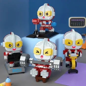 Мультяшная Кукла Ultraman Серия Model Building Block Assembly Играчка с Фини Частици Украса на Работния Плот Фитнес Ultraman Креативен Подарък