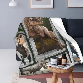 Мультяшные Каре одеяла с забавен динозавром, Фланелевый текстилен интериор, Дишащи меки завивки за спално бельо, Офис плюшевое коварен одеяло