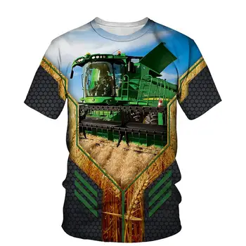 Мъжка тениска с селскостопански трактор, Новост 2023 Топ с 3D Принтом, Ежедневни Тениски Оверсайз за деца, Мъжки/женски Тенденция на Улични готини Тениски в Харадзюку