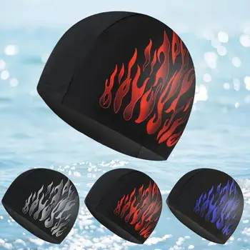 Мъжка шапка за плуване от найлонов плат, защита на ухото в стил Пламък, шапка за плуване За Деца и Възрастни, шапка за плуване в басейн, калъф за шапки