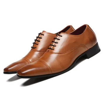 Мъжки обувки 2023 г., Нови пролетни модела обувки, Луксозно бизнес обувки от изкуствена кожа, дантела, официалната обувки за сватбени партита
