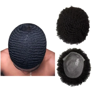 На малайзия Подмяна на Човешки косъм # 1, Вълна 6 мм, 8x10 възли, Перука от изкуствена кожа за мъже