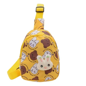 Нагрудная чанта за деца от детската градина, детска чанта през рамо с анимационни принтом, Лека пътна чанта с сладък заек, нова