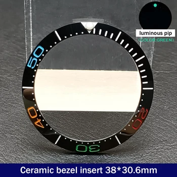 Наклонен керамични bezel 38 мм * 30,6 mm, части за часа GMT и гмуркане За мъжки часовници, подменяйки циферблат, вложки за безеля за часа