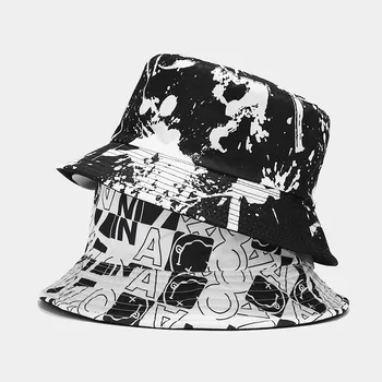 Нова реверсивная Рибарска шапка с графити, дамски универсална солнцезащитная шапка, мъжка шапка-кофа, в стил хип-хоп