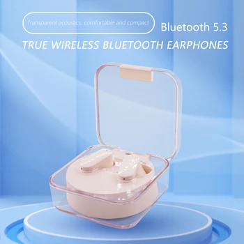 Нови мини слушалки TWS Безжични Bluetooth Слушалки 5.3 Слушалки подложка Прозрачна кабина Высокомощные отборни спортове Прекрасни слушалки