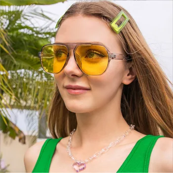 Нови слънчеви очила с плосък покрив, в голяма рамка, Дамски маркови и дизайнерски кръгли слънчеви очила за шофиране на открито, Дамски очила с UV400 Oculos De Sol