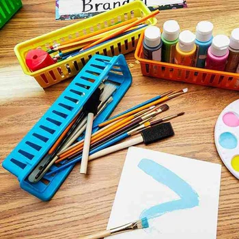 Органайзер за моливи в класната стая, кошница за моливи или кошница за пастели, различни цветове, на произволен цвят (10 опаковки)