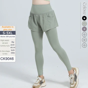 От S до 5XL дамски версия на Големия размер, Режийни спортни гамаши за йога от две части, Дамски панталони за фитнес с висока талия
