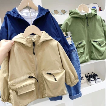 Палто за момчета, памучен връхни дрехи, Ветрозащитное палто 2023, пролет-есен, детска топли дрехи