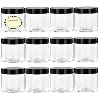Пластмасови Контейнери с Капацитет 18P 6Oz С Капаци и етикети, които Не съдържат BPA, Празни Кръгли Прозрачни Козметични Опаковки, Пластмасови Буркани за Слуз за Лосион